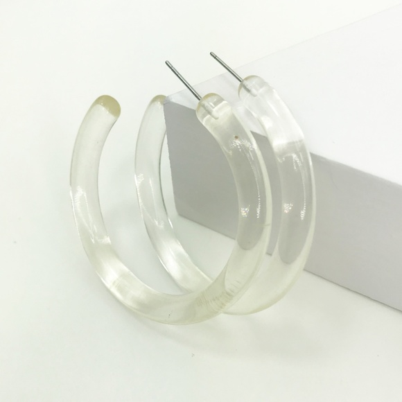 Hoop Earrings in Clear - Picture 7 of 8